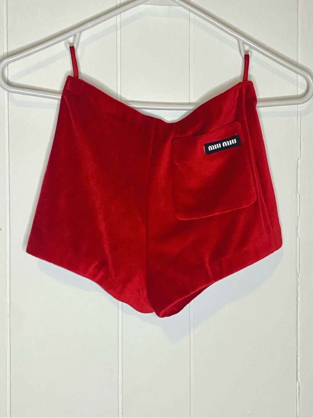 Miu Miu Red Velvet Mini Shorts